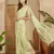 Women's pista chiffon foil print saree with unstitched blouse piece