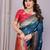 turquoise soft art silk banarasi saree with blouse 