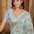 Women's sky blue chiffon foil print saree with unstitched blouse piece