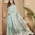 Women's sky blue chiffon foil print saree with unstitched blouse piece