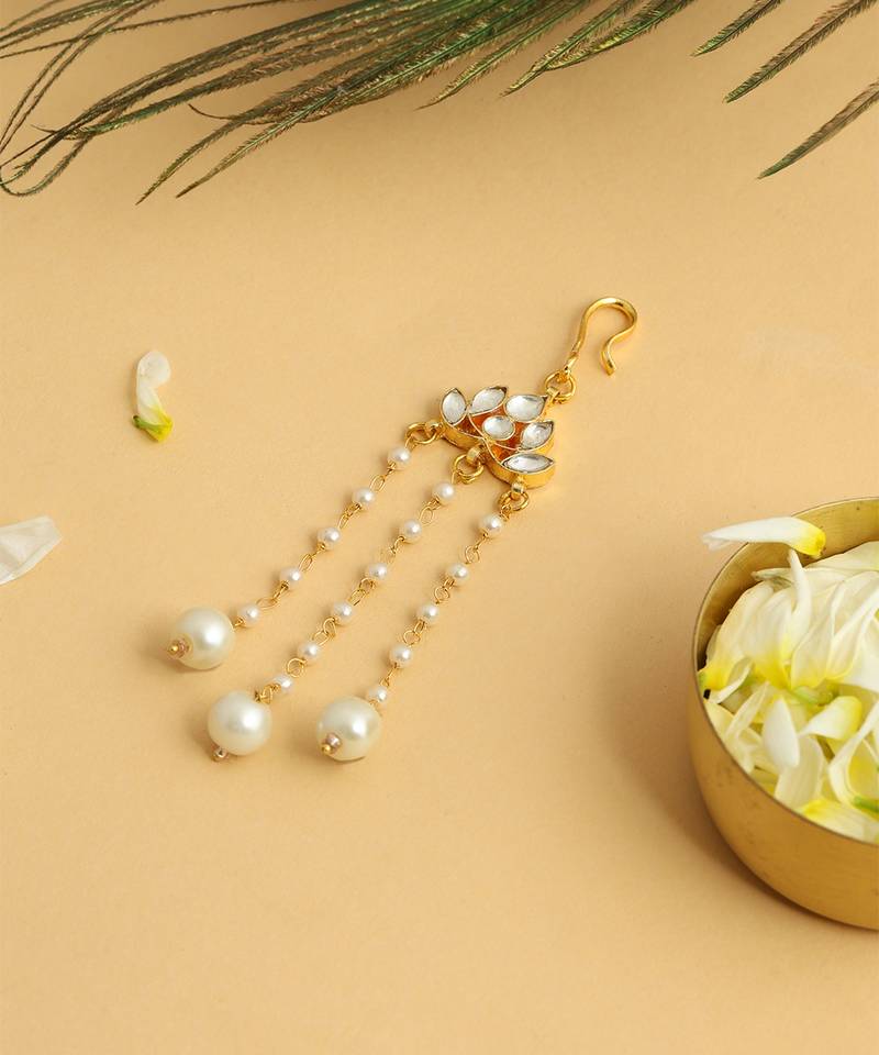Gold plated kundan hair clip