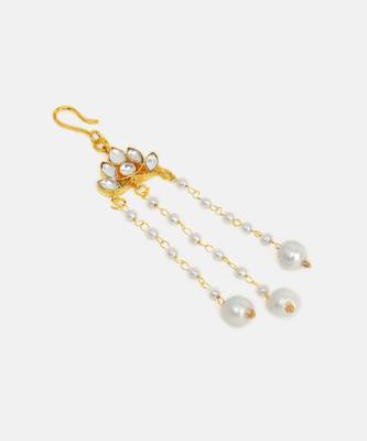 Gold plated kundan hair clip 4