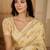 Women's yellow chiffon foil print saree with unstitched blouse piece