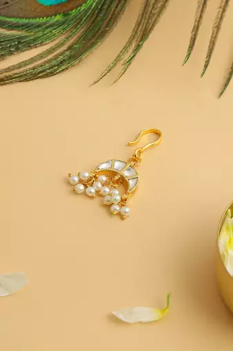 Gold plated kundan hair clip