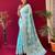 turquoise soft art silk banarasi saree with blouse 