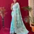 turquoise silk blend banarasi saree with blouse 