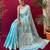 turquoise soft art silk banarasi saree with blouse 