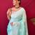 turquoise soft art silk banarasi saree with blouse 