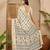 Women's beige cotton silk printed saree with unstitched blouse piece