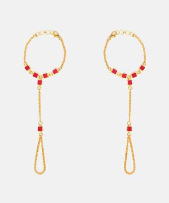 Gold plated kundan red stones haath phool 3
