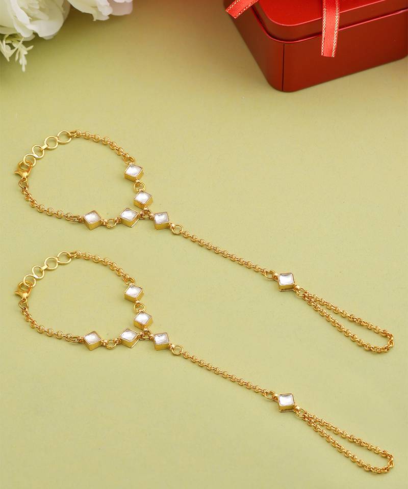 Gold plated kundan haath phool