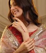 Gold plated kundan red stones haath phool