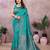 turquoise soft art silk banarasi saree with blouse 