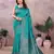 turquoise silk blend banarasi saree with blouse 