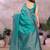 turquoise soft art silk banarasi saree with blouse 