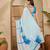 Women's sky blue crepe printed saree with unstitched blouse piece