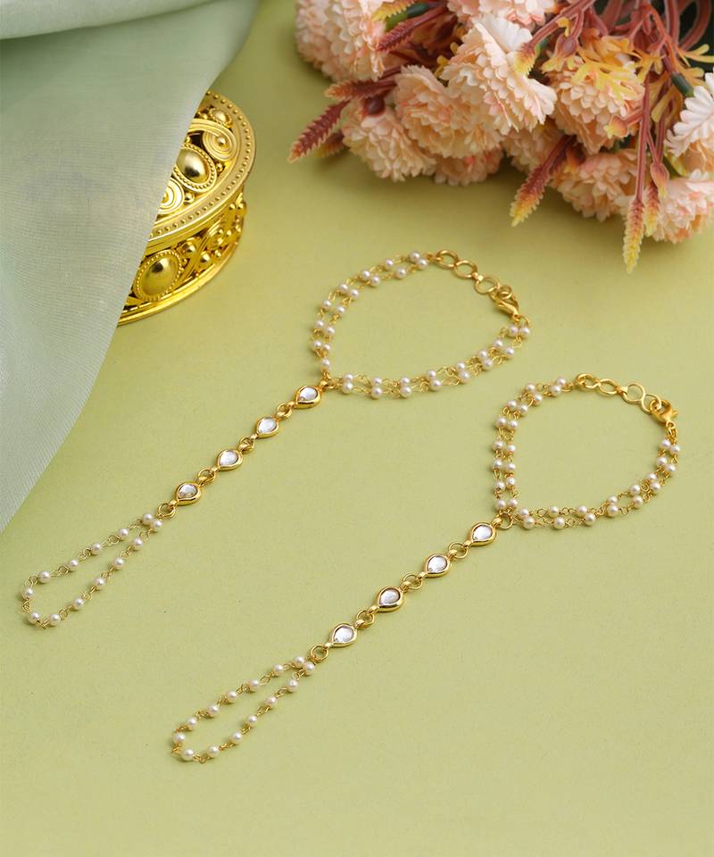 Gold plated kundan haath phool