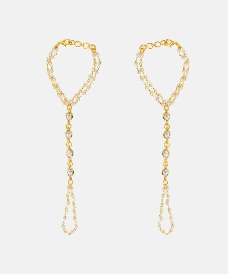 Gold plated kundan haath phool