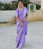 lavender soft art silk banarasi saree with blouse 