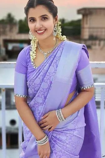lavender silk blend banarasi saree with blouse 