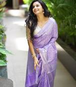 lavender soft art silk banarasi saree with blouse 