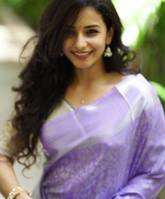 lavender silk blend banarasi saree with blouse  5