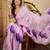 Women's lilac crepe printed saree with unstitched blouse piece