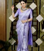 lavender soft art silk banarasi saree with blouse 