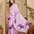 Women's lilac crepe printed saree with unstitched blouse piece