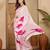 Women's pink crepe printed saree with unstitched blouse piece