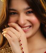 Gold plated kundan red stones haath phool