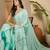 Women's sea green crepe printed saree with unstitched blouse piece