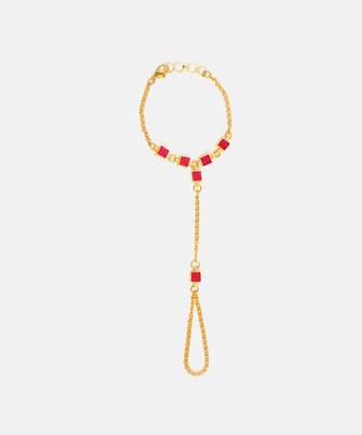 Gold plated kundan red stones haath phool 3