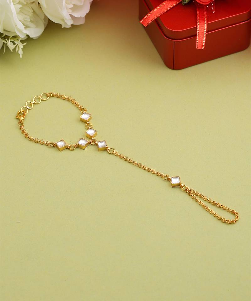 Gold plated kundan haath phool