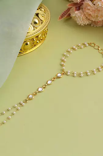 Gold plated kundan haath phool