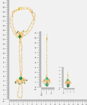 Gold plated kundan green stones earrings 2