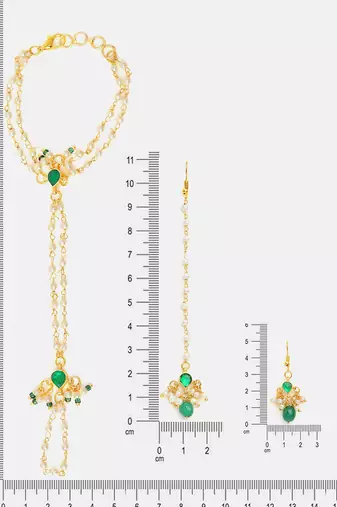 Gold plated kundan green stones earrings