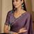 Women's lavender satin embellished saree with unstitched blouse piece