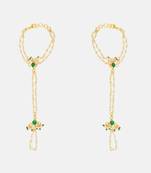 Gold plated kundan green stones earrings