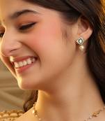 Gold plated kundan green stones necklace set