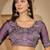 Women's lavender satin embellished saree with unstitched blouse piece