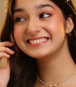 Gold plated kundan maroon stones necklace set