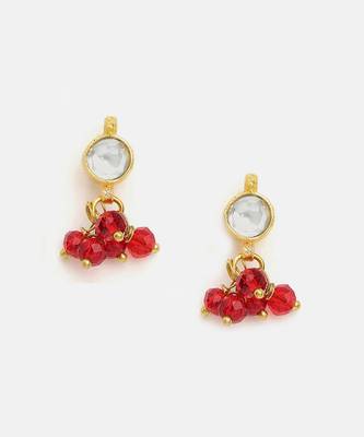 Gold plated kundan maroon stones necklace set 5