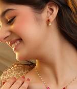 Gold plated kundan red stones necklace set