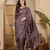 Women's purple silk blend cotton foil print saree with unstitched blouse piece