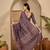 Women's purple silk cotton foil print saree with unstitched blouse piece
