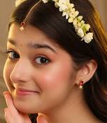 Gold plated kundan red stones maang tikka