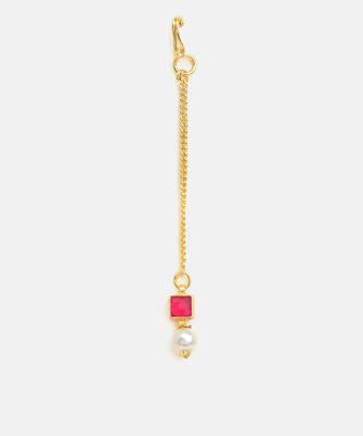 Gold plated kundan red stones maang tikka 3