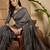 Women's grey silk cotton foil print saree with unstitched blouse piece