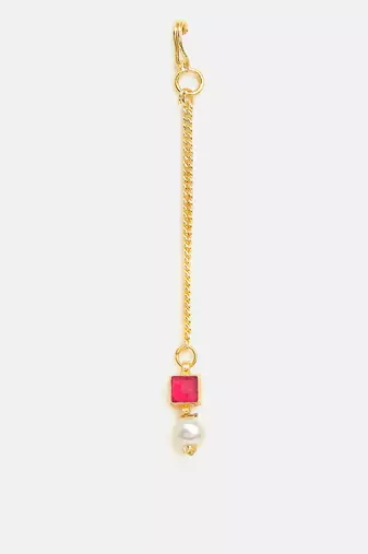Gold plated kundan red stones maang tikka